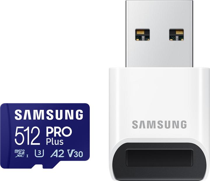 Actual product image Samsung PRO Plus with USB card reader (512 GB, microSDXC, U3, UHS-I)