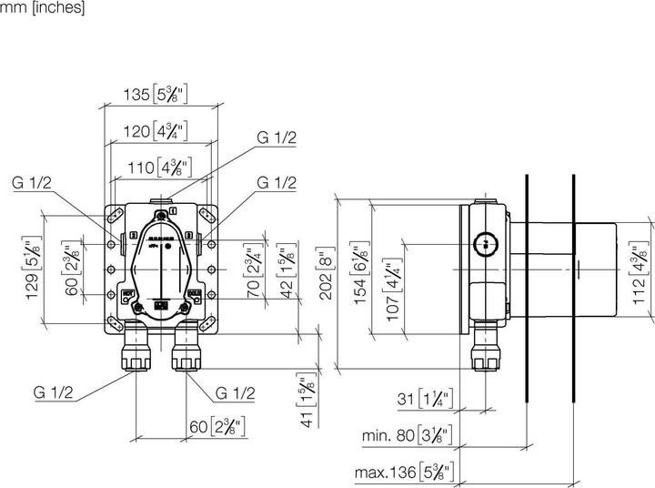 Produktbild Dornbracht Villeroy & Boch UP-Thermostat mit Vorabsperrung, Bausatz Vormontage