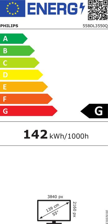 Energy Label Philips Q-Line 55BDL3550Q (3840 x 2160 Pixels, 54.60")