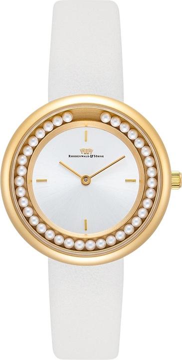 Damen Quarzuhr Pearl Echtleder Weiss - 32214 (Analoguhr, 32 mm)