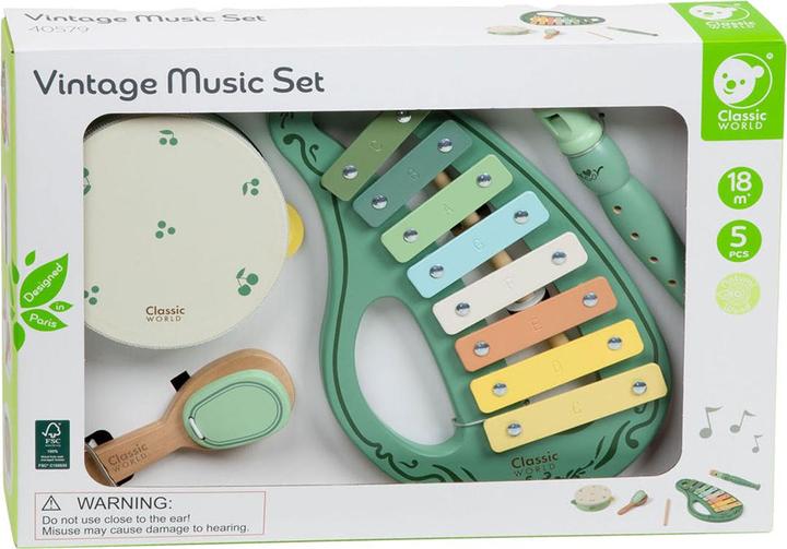 Actual product image Classic World Vintage-Musikinstrumenten-Set aus Holz, 5-teilig.