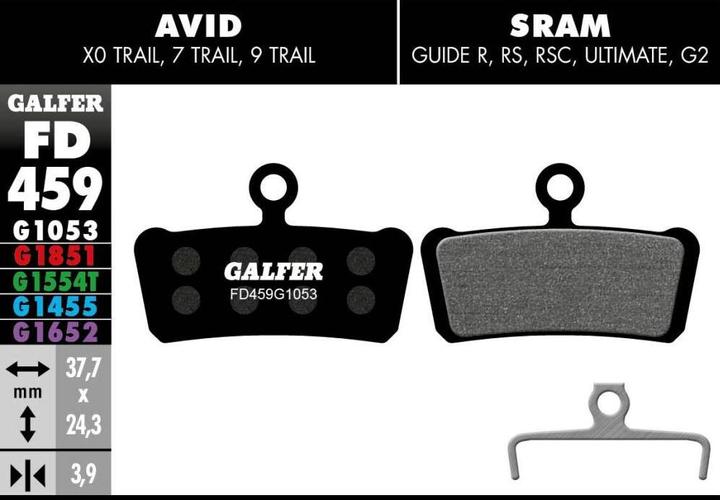Actual product image Galfer Bike Standard brake pads (SRAM, Trick stuff, Avid, Semi-metallic)