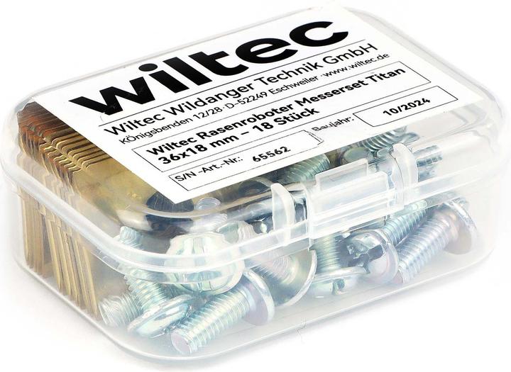 Produktbild Wiltec Rasenroboter Messer Set Titan 36x18mm 18 Stück Mähroboter Rasenmäher (Mähroboter, Rasenmäher Messer + Ersatzmesser Gartenmaschinen)