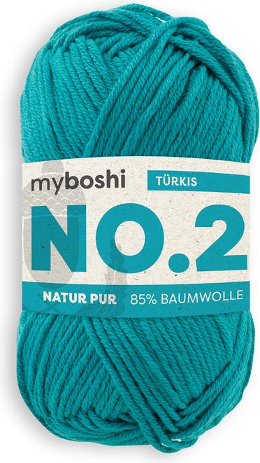 Produktbild Myboshi Wolle Nr.2 col.252 türkis 50 g, 100 m, 85 % CO, 15 % KP