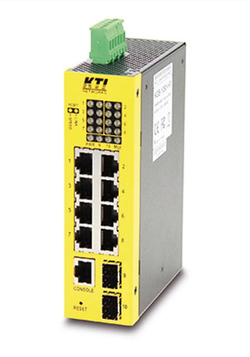 Actual product image KTI Networks KTI KGS-1060-HP 10-Port Ind.Giga PoE-Sw. DIN Rail, 8x RJ45, 2x 100/1000SFP (10 Ports)