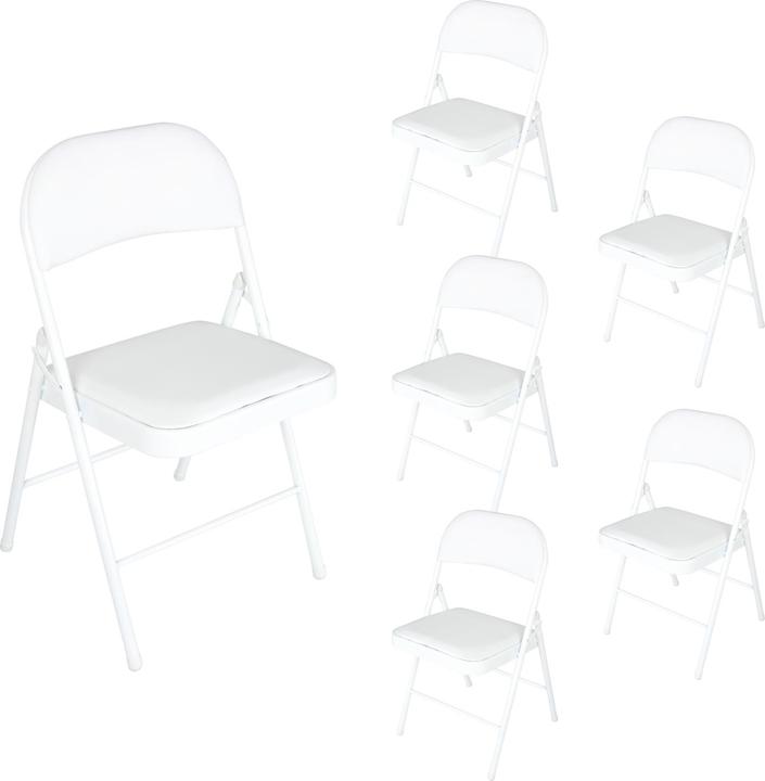Produktbild HTI-Living Klappstuhl Kunstleder Gestell Weiss 6er-Set