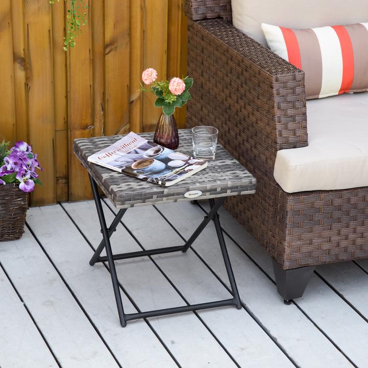 Actual product image Outsunny Folding Polyrattan Garden Table (40 cm)