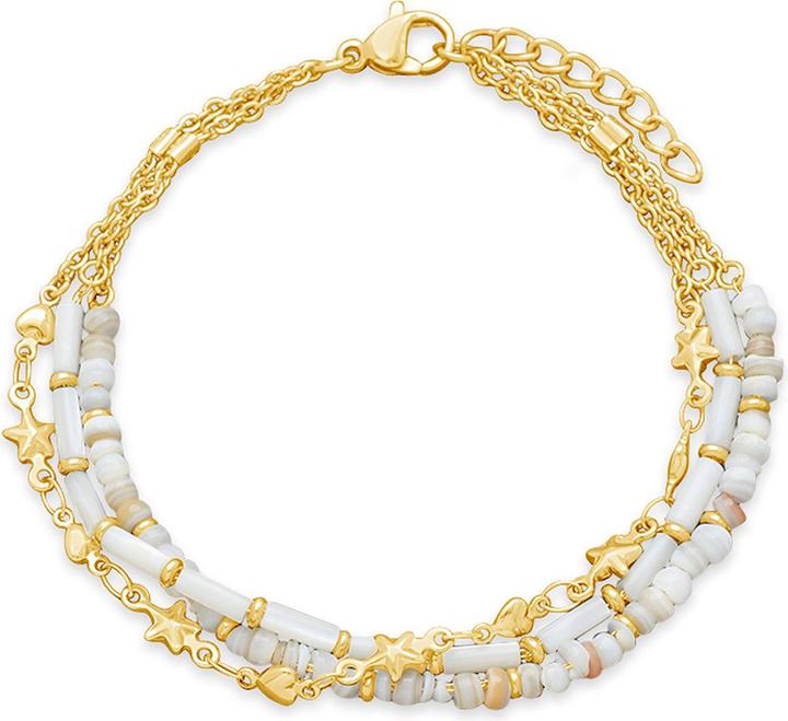 Leyda Armband Perlmutt Edelstahl (19.50 cm, Stein, Edelstahl Gelb Vergoldet 18K)