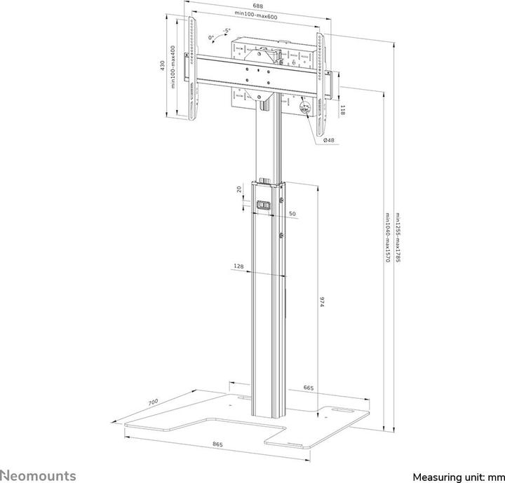 Produktbild Neomounts Bodenständer 37-75 Schwarz (75", 70 kg)