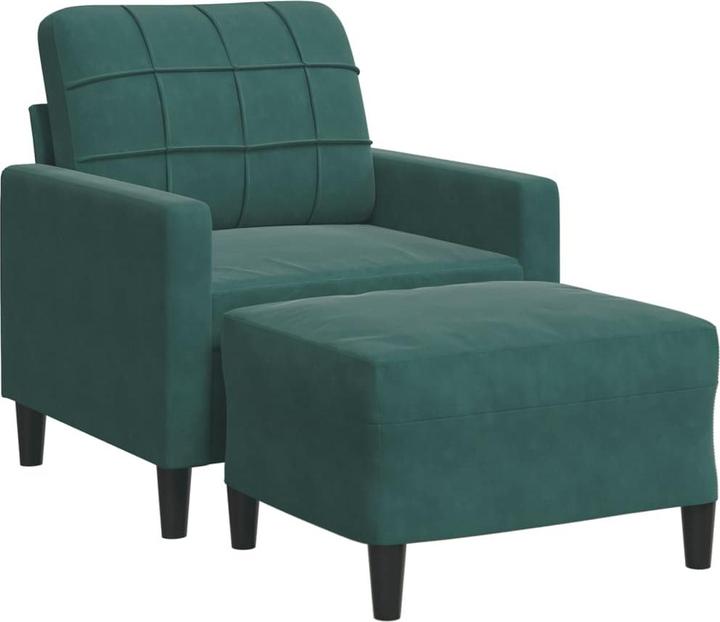 Produktbild VidaXL Sessel Sofa Loungesessel Fernsehsessel Clubsessel Hocker Dunkelgrün Samt