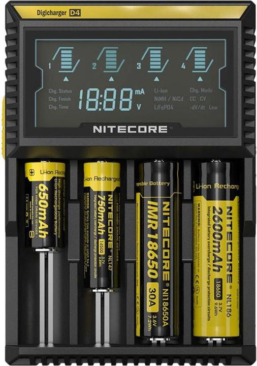Image du produit Nitecore Digicharger D4EU - Version UE (1 pcs, C, AAA, RCR123A, AA, Chargeurs sans batterie)
