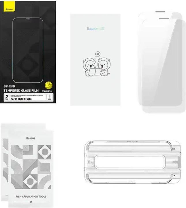 Actual product image Baseus Tempered Glass Corning for iPhone 13/13 Pro/14 with built-in dust filter (1 Piece, Apple iPhone 13)