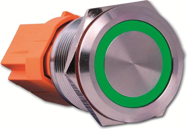 Actual product image Joy-it BUTTON22B-M-GR Push-button switch 250 V/AC 7 A 1 x On/(Off) IK10, IP67 momentary 1 pc.