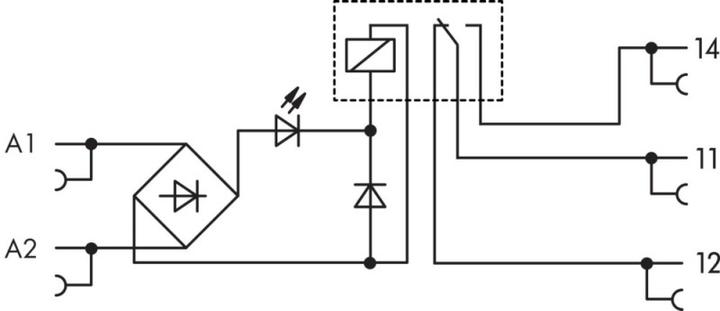 Produktbild Wago Mini switch relay, 230VAC Coil, 1 C/0
