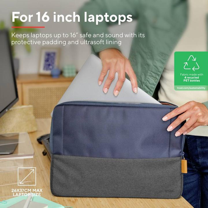 Immagine prodotto Trust Lisboa 16in Laptop Sleeve Nero (16", Universale)