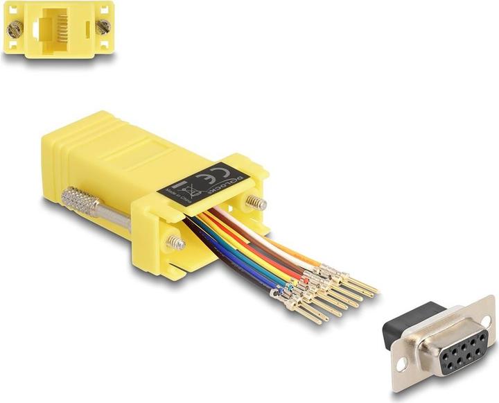 Produktbild Delock D-Sub 9 Pin Buchse zu RJ45 Buchse Montagesatz gelb (0.05 m, VGA)