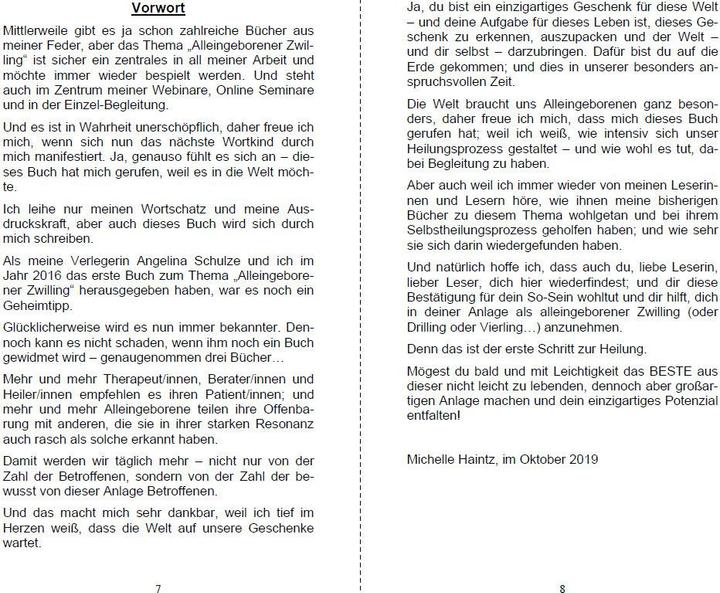 Produktbild Alleingeborener Zwilling? (Deutsch, Michelle Haintz, 2020)