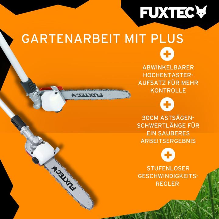 Immagine prodotto Fuxtec FX-MT252ER Multitool 5in1 decespugliatore a benzina con potatore alto regolabile (FX-MT252ER) (Filo di taglio, Coltelli plastica)