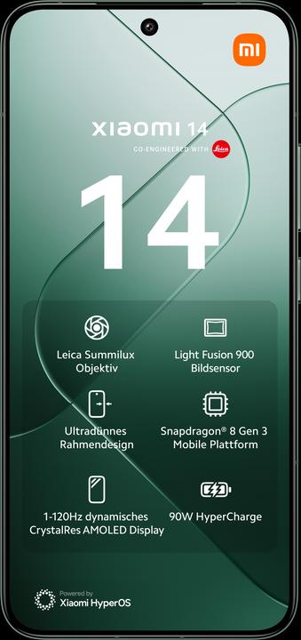 Actual product image Xiaomi 14 (512 GB, Jade Green, 6.36", Dual SIM, 50 Mpx, 5G)