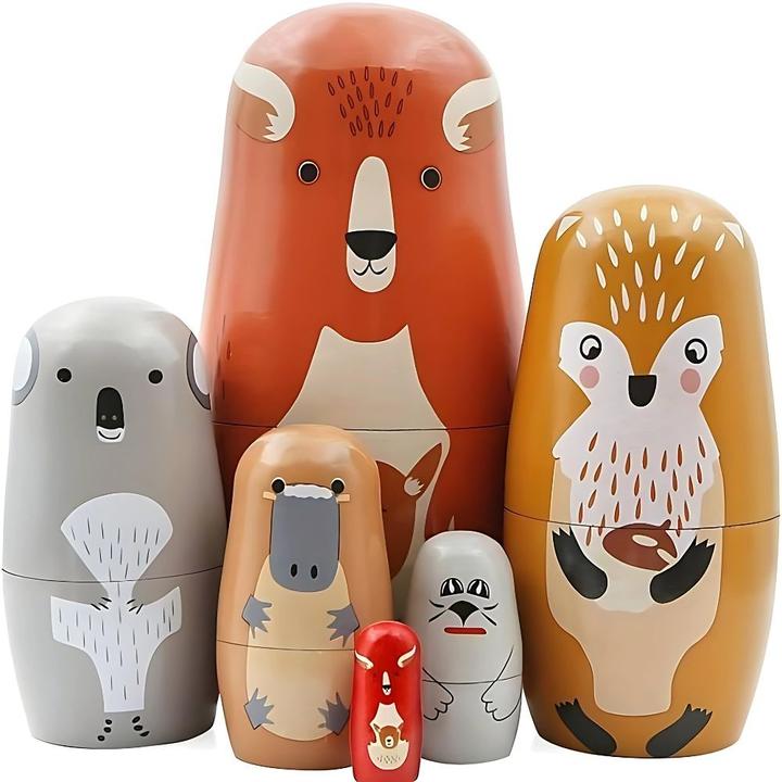 Image du produit Petit Monkey Matriochkas/ poupées gigognes en bois, amis de la forêt