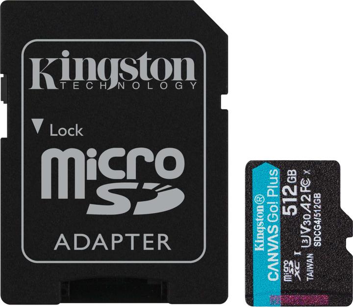 Kingston Card Canvas Go Plus MicroSD +ADP 512GB (512 GB, microSDXC, U3, UHS-I)