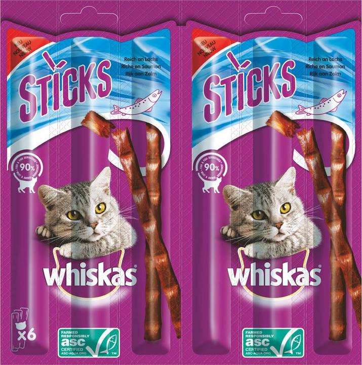 Produktbild Whiskas STICKS Packung Reich an Lachs (Adult, 14 Stk., 36 g)