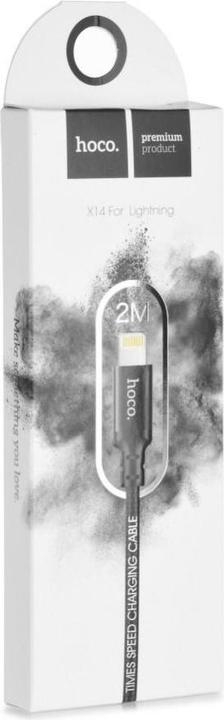 Immagine prodotto Foxconn Hoco - Data Cable Times Speed (X14) - USB-A to Lightning, 2.4A, 2.0m - Black (2 m, USB 3.0)