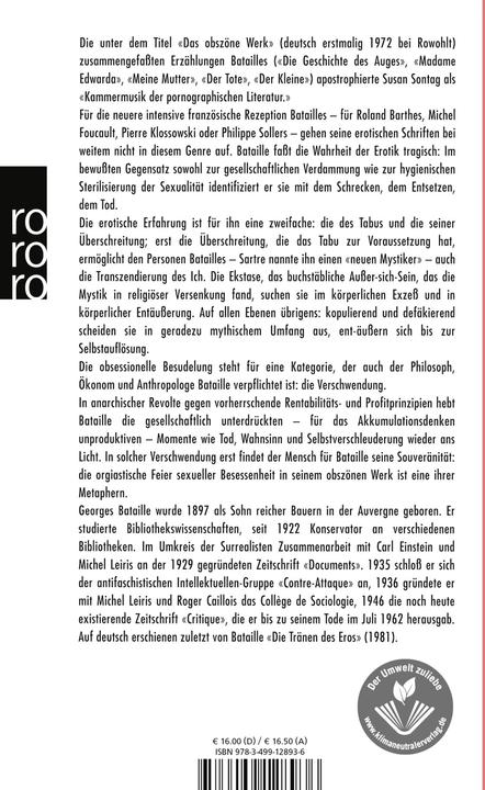 Produktbild Das obszöne Werk (Deutsch, Georges Bataille, 1988)