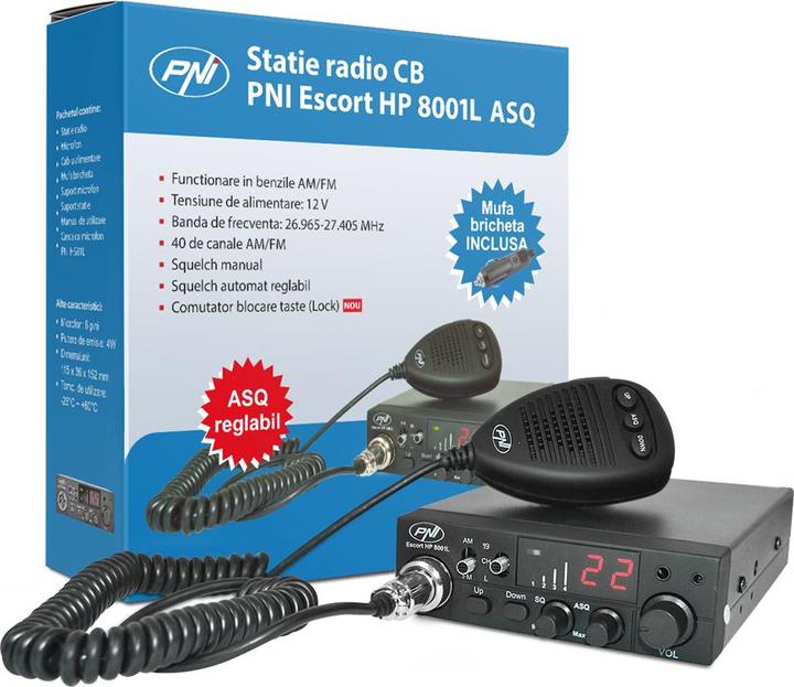 Image du produit PNI Package Radio CB ESCORT HP 8001L ASQ + Antenne CB ML145 avec aimant 145/PL (0.15 km)