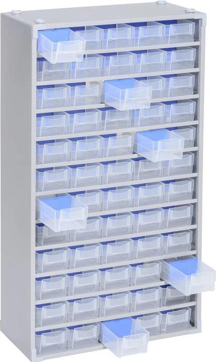 Allit Metal small parts cabinet, HxWxD 565 x 300 x 140 mm, 60 drawers, 60 dividers. (14 cm, 56.50 cm)