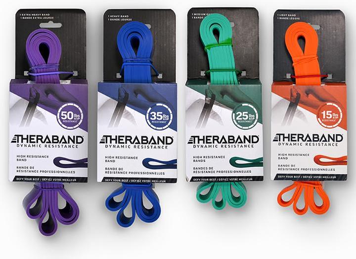 Produktbild TheraBand Hochwiderstandsbänder (1.04 m, Mittel, Leicht, Stark, Extra Stark)