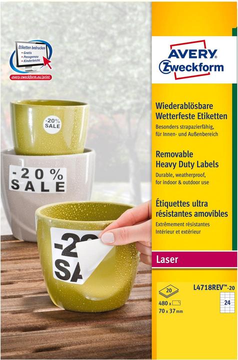 Produktbild Avery Wetterfeste Etiketten, ablösbar