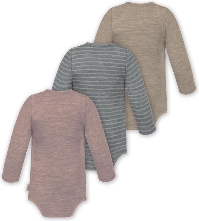 Actual product image Normani 3-pack baby merino bodysuit long sleeve "Auckland" - 9375 (62)