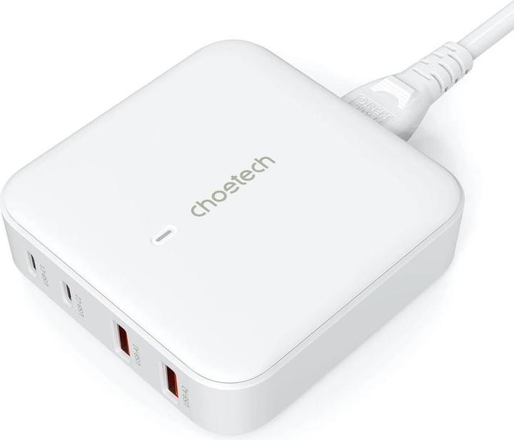 Choetech PD8008 100W GaN snellader 2x USB-A / 2x USB-C - wit (100 W)