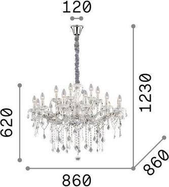 Image du produit Ideal lux FLORIAN Suspension E14 18x ⌀860mm dimmable chrome 075150 (E14)
