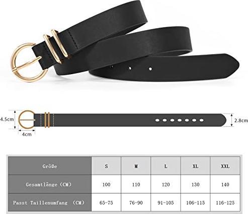 Produktbild Only-Bags.Store Ledergürtel goldene Schnalle Leder gürtel für Jeans Hosen Kleid, schwarz, 110cm (110)