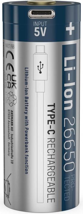 Image du produit Ansmann Type-C Rechargeable (1 pcs, 26650, 5100 mAh)