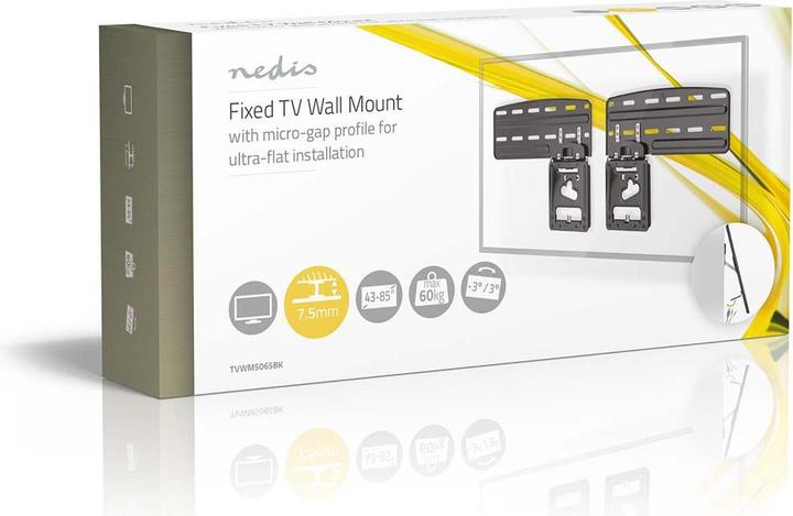Produktbild Nedis Feste TV-Wandhalterung | 43 - 85 " | maximal unterstützes Bildschirmgewicht: 60 kg | Minimaler (Wand, 85", 60 kg)