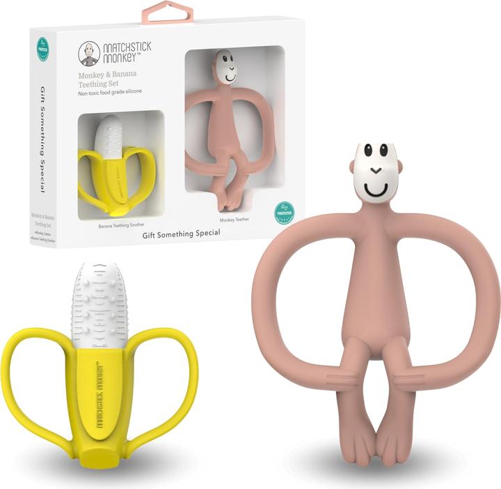 Actual product image Matchstick Monkey Banana & monkey teething ring gift set
