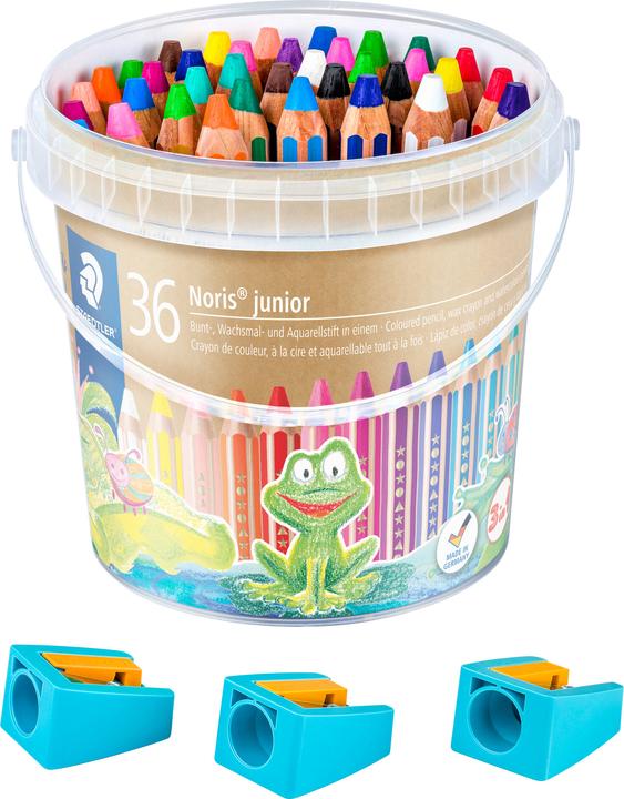 Produktbild Staedtler Noris junior 140 Kindermalstift, Kartonetui mit 36 Farben + 3 ST Spitzer (36 Stück, 36 x)