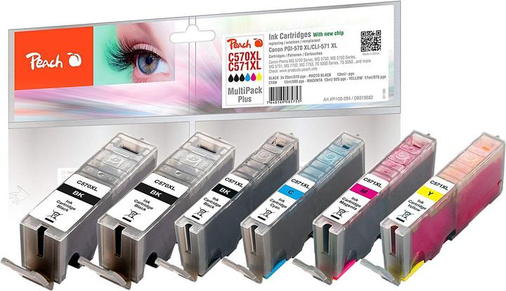 Peach Pgi-570xl/Cli-571xl (M, C, Y, PBK, BK)