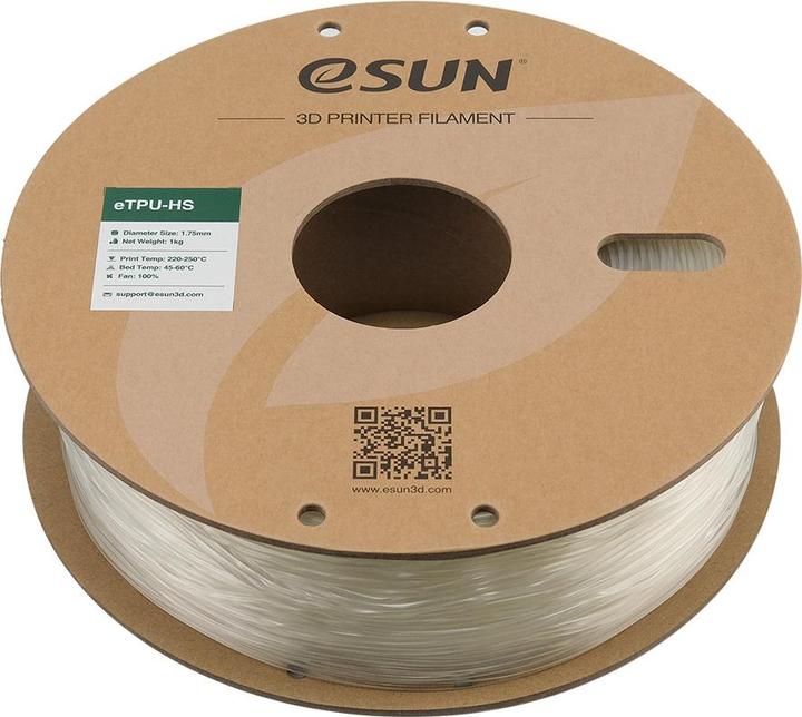 Actual product image eSUN eTPU-HS 95A Natural Antibacterial Elastic Filament 1.75mm 1Kg (TPU, 1.75 mm, 1000 g, Transparent)