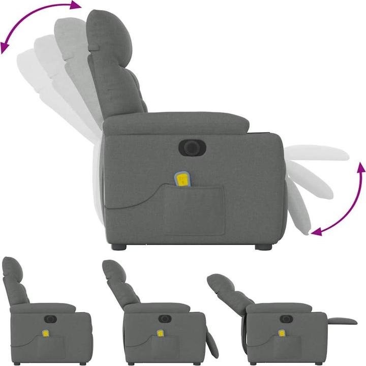 Immagine prodotto VidaXL Poltrona massaggiante elettrica con ausilio per la posizione eretta in tessuto grigio scuro