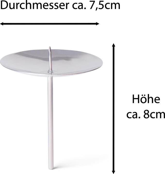 Produktbild Novaliv 4x Kerzenhalter mit Dorn 7,5cm SILBER Kerzenteller zum Stecken Kerzenhalter Adventskranz (8 x 8 x 8 cm)