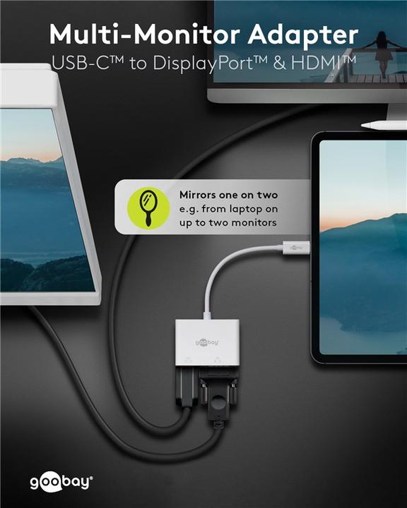 Produktbild Goobay USB-C™ Multiport-Adapter HDMI™+VGA, 1 Stk. im Polybeutel, Weiss (USB-C, 2 Ports)