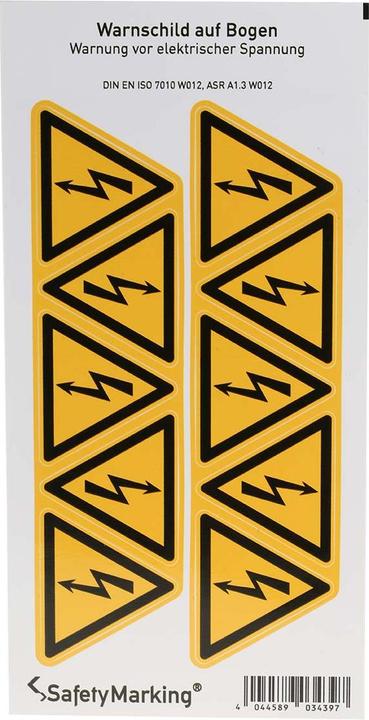 Image du produit Wolk Étiquette de danger Étiquette autocollante, Danger : électricité Étiquette en anglais, 50