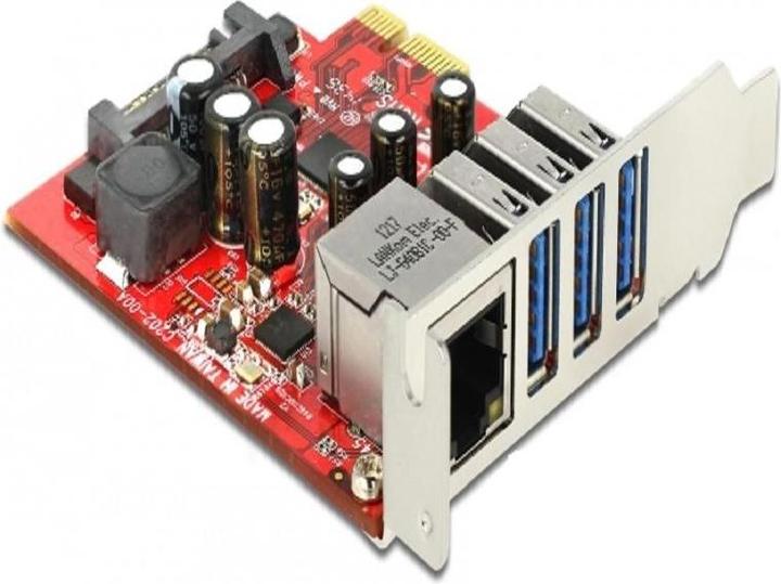 Image du produit Delock Carte PCI Express > 3 x USB3.0 externe + 1 x Gigabit LAN externe (Mini PCI Express)