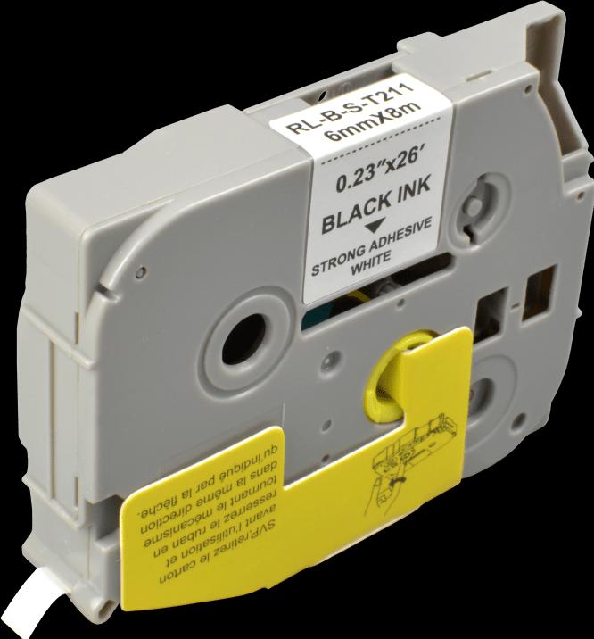 Produktbild Ampertec P-Touch Band kompatibel zu TZe-S211 schwarz auf weiss 6mm / 8m (0.60 cm, Schwarz)