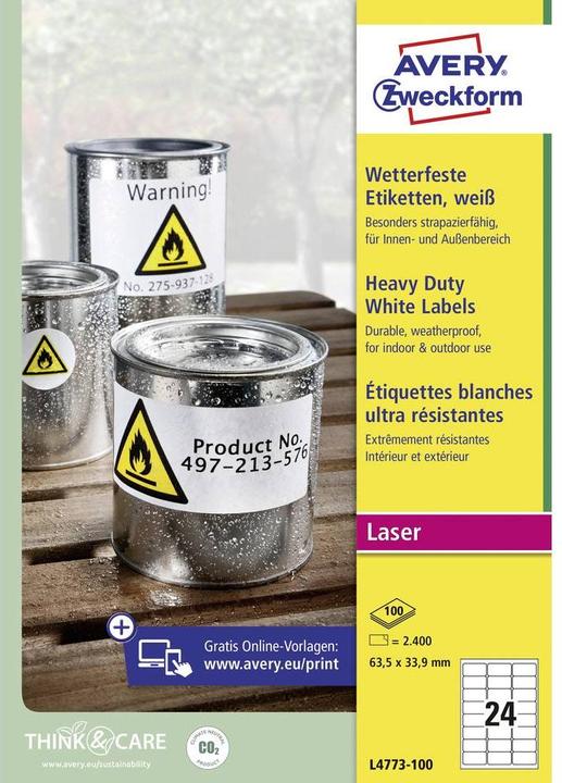 Actual product image Avery Weatherproof film labels