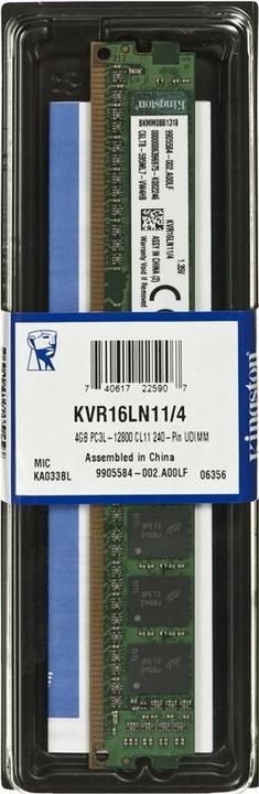 Produktbild Kingston ValueRAM (1 x 4GB, 1600 MHz, DDR3L-RAM, DIMM)